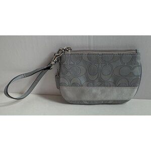 Coach Signature Gray Wristlet Pouch with mini hang tag 7”x4.5”